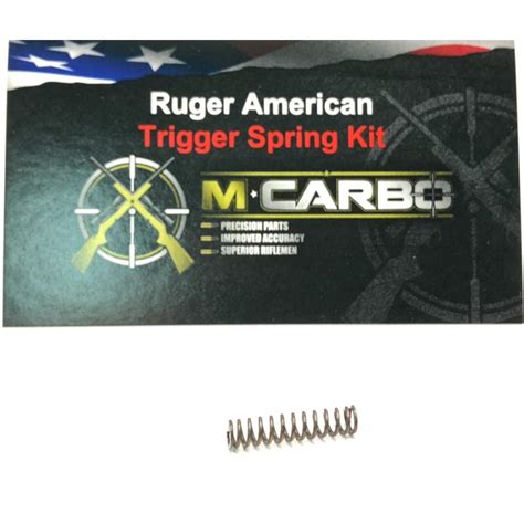 Mcarbo ruger american trigger spring. About This Item. Reduce your trigger pull from a stock 3.25lbs to a modified 1.5lbs (Average results can vary up to +/- 1lb) Improve accuracy and overall rifle performance. 50% Trigger Pull Reduction! Best TC Venture Trigger Job! WILL NOT WORK WITH THE T/C VENTURE II. Protected by the M*CARBO 100% Lifetime Guarantee. Made in the USA! 