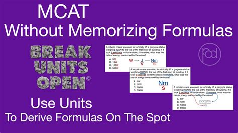 Mcat without memorizing formulas.  Some say that understanding the exam is important th...