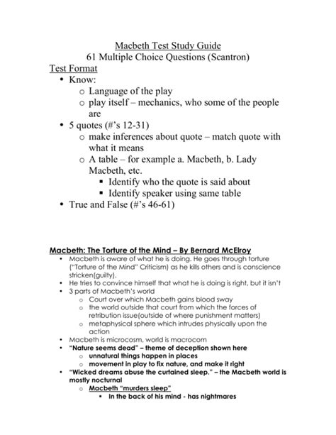 Mcbeth studyguide and multiple choice questions. - Free online ford auto repair manuals.