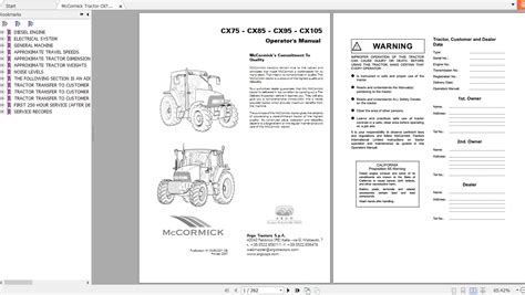 Mccormick cx 75 manuale di servizio. - Schivare schema elettrico o manuale caravan.