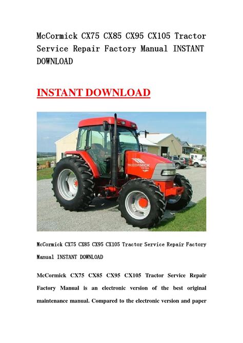 Mccormick cx75 cx85 cx95 cx105 tractors operators owner manual. - Die hexe, die sich im dunkeln fürchtete.