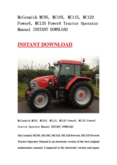 Mccormick mc95 mc105 mc115 mc120 power6 mc135 power6 traktor bedienungsanleitung instant. - Object oriented systems analysis and design using uml 4th edition mcgraw hill 2010.
