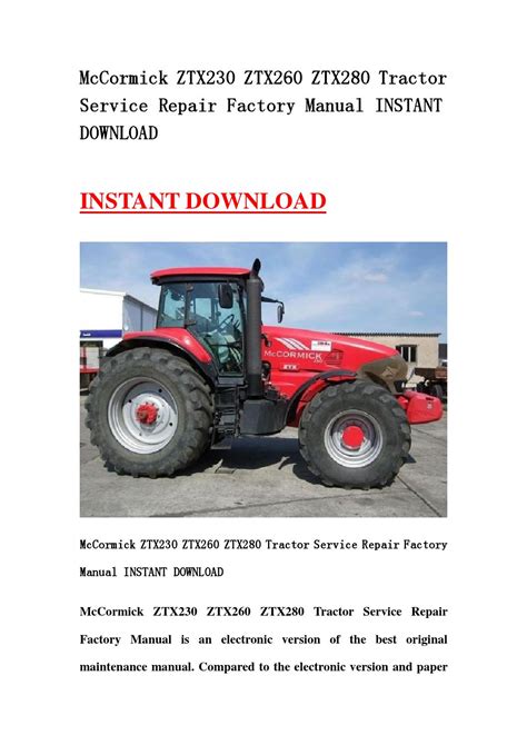 Mccormick ztx230 ztx260 ztx280 tractor operation maintenance service manual 1. - Le journal d'olga romanov par helen azar.
