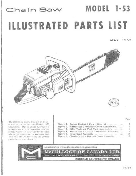 Mcculloch 1 53 chain saw parts list 2 manuals 42 pages. - Suzuki 4 hp 4 stroke repair manual.