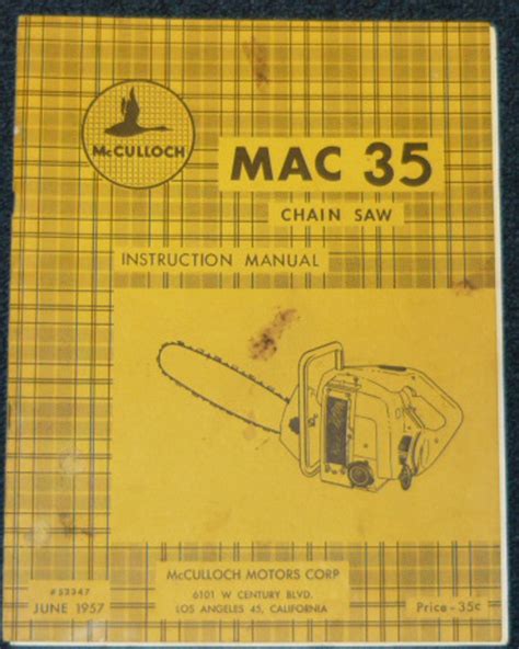 Mcculloch mac 35 chain saw owners operators manual. - Essai sur les éléments de philosophie..