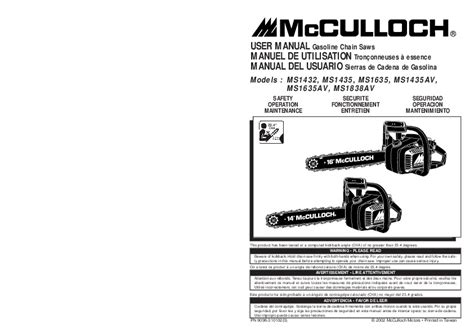 Mcculloch manuale utente motosega ms1432 ms1435 ms1635 ms1435av. - Renault clio service and repair manual haynes service and repair manuals.