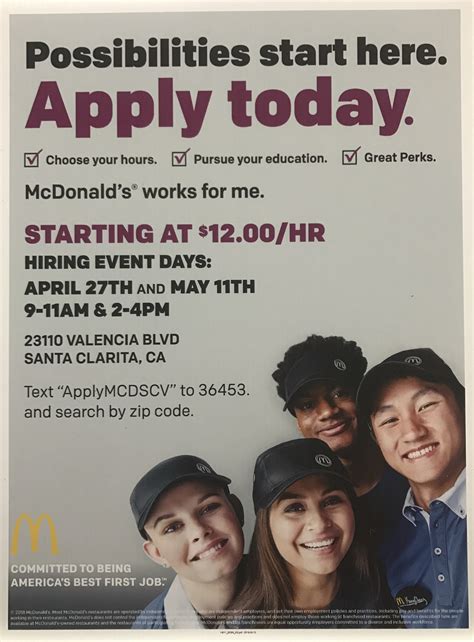 Mcdonald's jobs hiring near me. Franchise Opportunities. If you're interested in setting up a franchise McDonald's ® business, you can find out more information here. We’re here to help you take your career to new heights. 