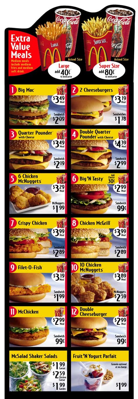 Mcdonalds menu 2010. McDonald’s has been a favorite fast-food chain for decades, known for its delicious burgers, crispy fries, and refreshing beverages. McDonald’s offers a diverse menu that caters to... 