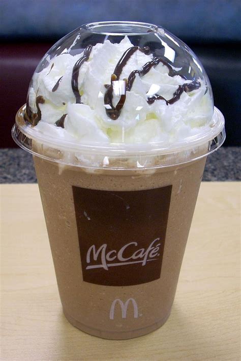 Mcdonalds mocha frappe. Chocolate syrup with whipped cream – you know it’ll always hit the spot. Available at participating restaurants. Glass for display purposes only. 
