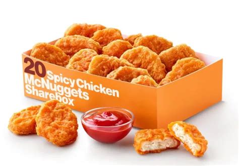Mcdonalds spicy chicken mcnuggets. Due to the individualized nature of food allergies and food sensitivities, guests’ physicians may be best positioned to make recommendations for guests with food allergies and special dietary needs. If you have questions about our food, please reach out to the McDonald’s Guest Relations Contact Centre at 1-888-424-4622. Thank you. 
