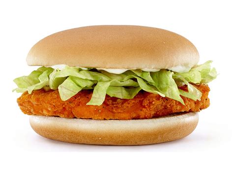 Mcdonalds spicy chicken sandwich. The boneless tender chicken thighs in the McDonalds spicy chicken is praised for the lean meat and low-fat content. This is crispy, juicy, and is known for its spicy flavor. A spicy batter is used to enhance the overall taste. In addition, the shredded lettuce is added in between the two soft buns. The creamy sauce further entices the taste buds. 