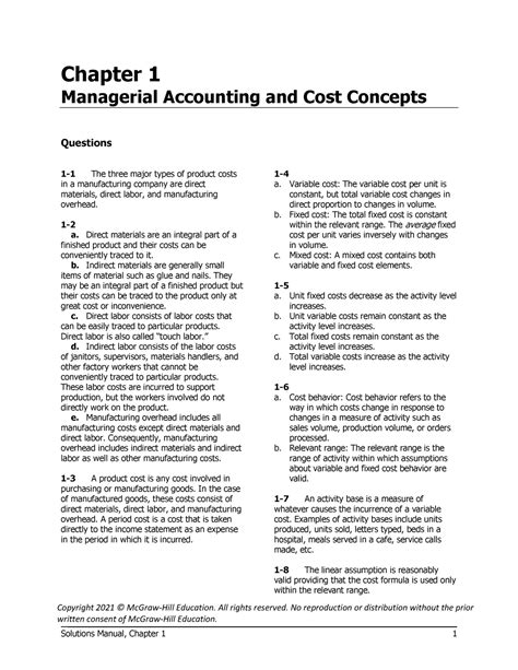 Mcgraw hill chapter 1 homework answers. Solutions Manual, Chapter 1 &copy; The McGraw-Hill Companies, Inc., 2014 1-1 Chapter 1 - A Framework for Financial Accounting Answers to Review Questions ... 