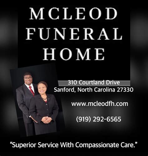 Mcleod funeral home obituaries sanford north carolina. Lisa Dianne Thomas Obituary. We are sad to announce that on March 10, 2023 we had to say goodbye to Lisa Dianne Thomas of Sanford, North Carolina. Leave a sympathy message to the family in the guestbook on this memorial page of Lisa Dianne Thomas to show support. She was predeceased by : her father Donald Thomas. 