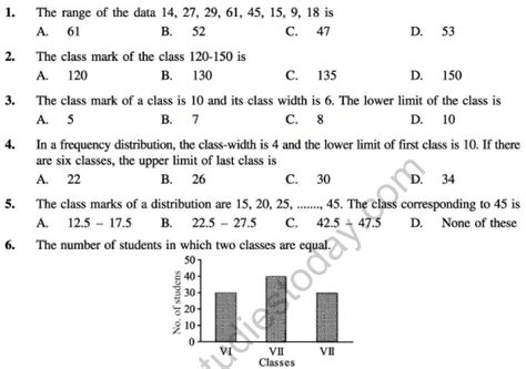 Mcq Of Statistics For Class 9