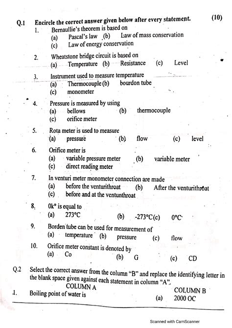 Mcqs About Process Instrumentation Control