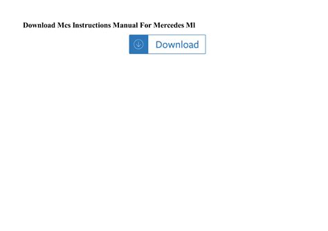 Mcs instructions manual for mercedes ml. - Inventario de problemas interpersonales manual de referencia.