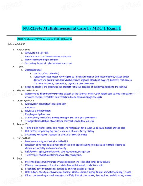 NUR 2392 / NUR2392: Multidimensional Care II / MDC 2 Exam 2 (2021/2