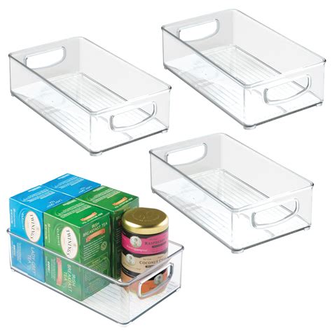 mDesign Deep Plastic Kitchen Storage Organizer Container Bin for Pantry,  Cabinet, Cupboard, Shelves, Fridge, or Freezer - Holds Dry Goods, Sauces
