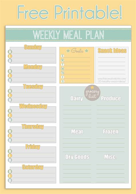 Meal Planning Calendar Printable