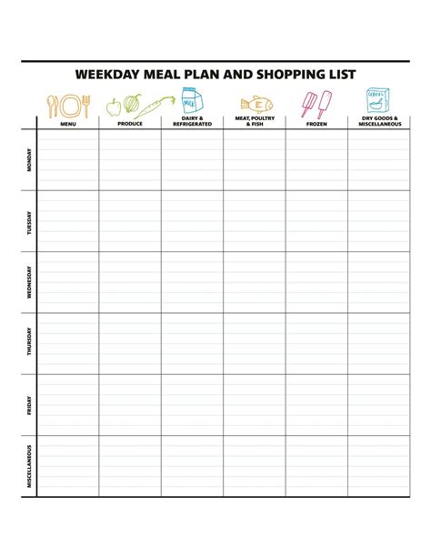 Meal plan template. Description: Printable Week meal planner in casual style to help you plan a weekly menu. Choose Sunday/Monday week start and A4, A5, Letter, Half Letter paper size. Sections available in this template: Week of. 7 daily boxes for Breakfast, Lunch, Dinner & Snacks. 