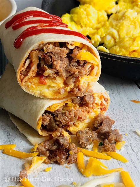 Meal prep breakfast burritos. Fill each tortilla with 3/4 cups of the filling, then roll. Wrap each burrito in foil, then place into gallon sized ziplock baggies. Freeze for up to 3 months. To reheat from frozen: throw … 