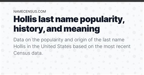 Meaning of the name Hollis - Origin and History