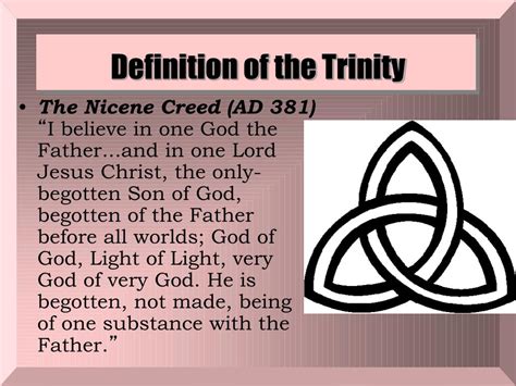 Meaning of trinity. The Greek term used for the Christian Trinity, "Τριάς," means "a set of three" or "the number three," from which the English word triad is derived. The first recorded use of this Greek term in Christian theology was in about 180 C.E. by Theophilus of Antioch, who used it of "God, his Word, and his Wisdom." 