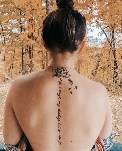 The popularity of feminine spine tattoos among women has grown recently. These tattoos serve as a means of both self-expression and a display of beauty and strength. They frequently have delicate and elaborate patterns that follow the spine's natural curve, producing breathtaking visual effects. There are numerous feminine spine tattoos, each .... 
