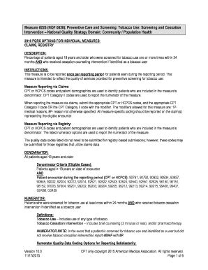 Measure 226 Preventive Care and Screening Tobacco Use Screening and Cessation Intervention