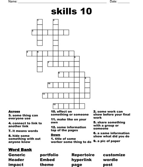 Find the latest crossword clues from New York Times Crosswords, LA Times Crosswords and many more. Enter Given Clue. Number of Letters (Optional) ... Measure of people skills 2% 8 FINEARTS: Degree of penalty skills? 2% 7 GOODUSE: What your skills should be put to 2% .... 