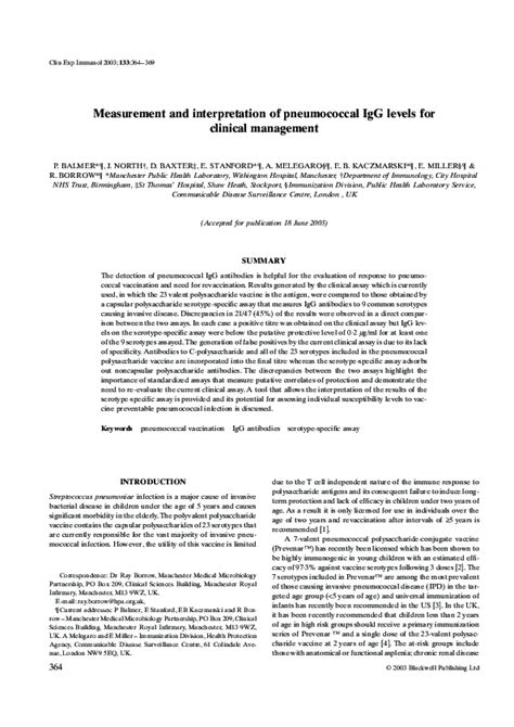 Measurement and interpretation of pneumococcal IgG levels for