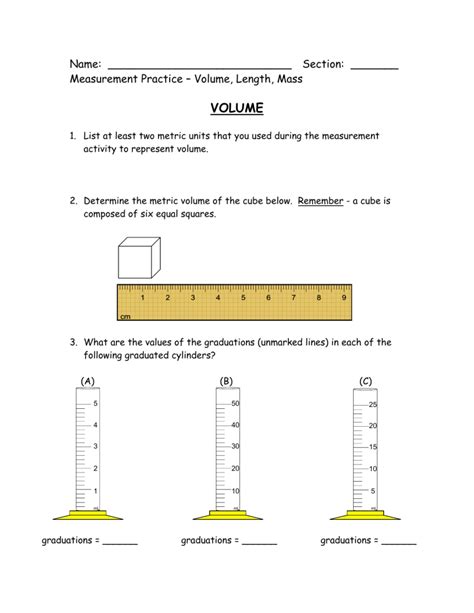 Measurement practice volume length mass answers.  A sample problem (Fi...