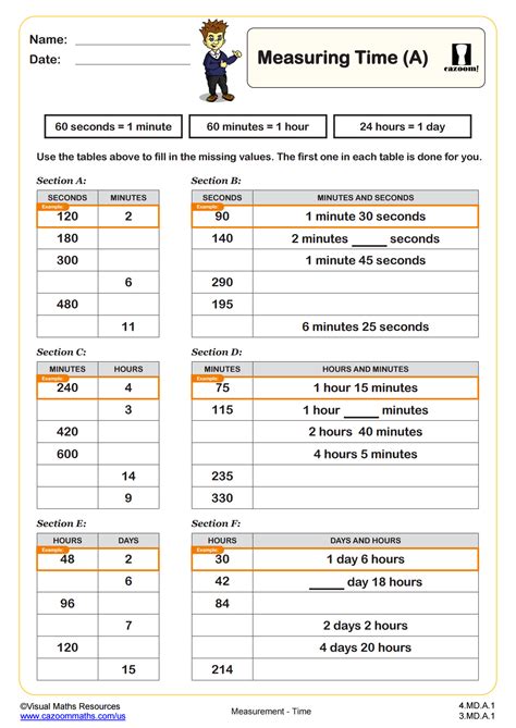 Measurement word problems Measuring and Time Worksheets for Year 4