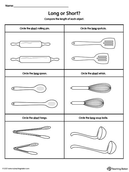 MeasurementLong and Short Math Worksheets