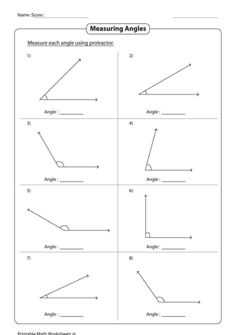 Measuring Angles Worksheet Pdf