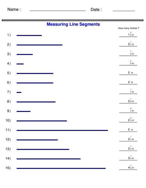 Measuring Line Segments Worksheet