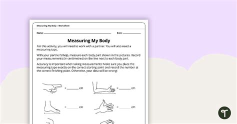 Measuring My Body – Worksheet Teach Starter