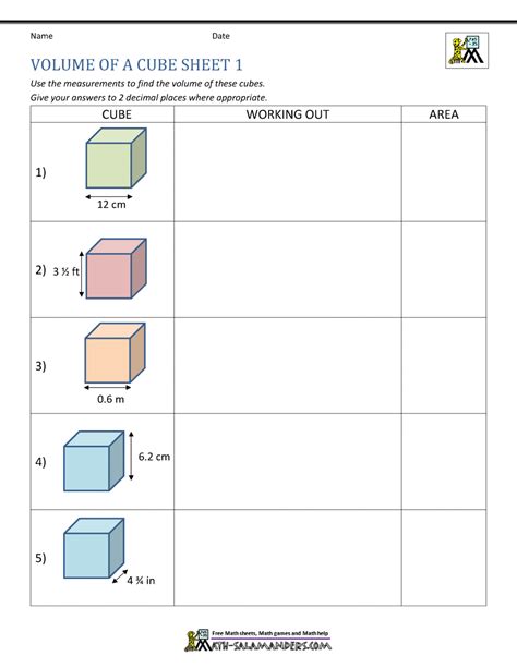 Measuring with centimeter cubes worksheet.  Free volume of a cube GCSE...