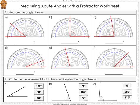 MeasuringAngles Worksheet Determining Angles with Protractors Name