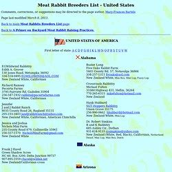 Meat Rabbit Breeders List - United States - Rudolph