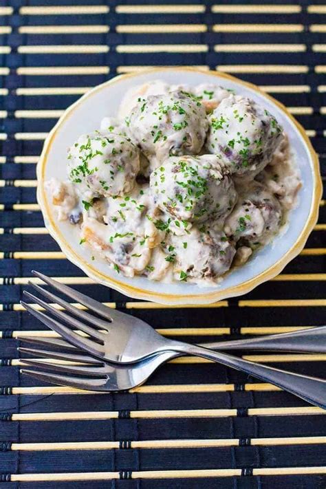 Meatballs with Homemade Mushroom Sauce - The Kitchen Magpie