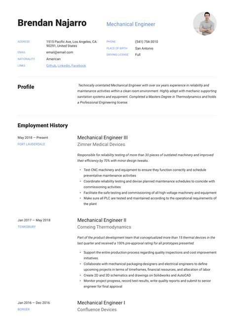Mechanical Engineer Resume Examples Template Guide