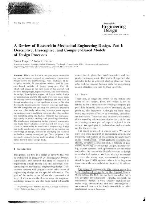 Mechanical Engineering Paper Research