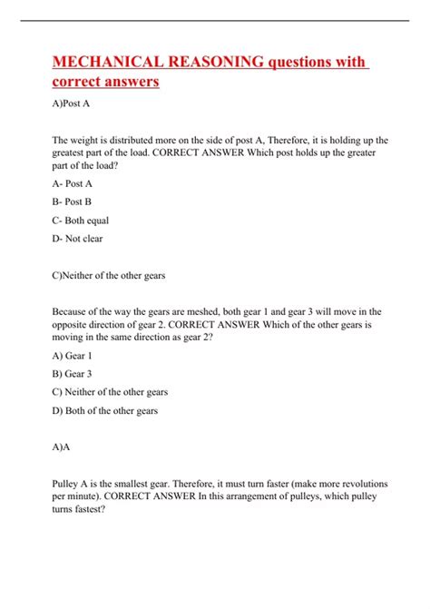 Mechanical Reasoning Questions And Answers