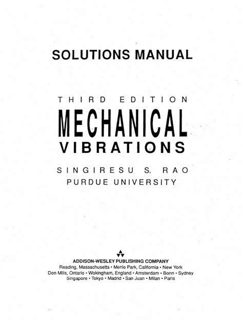 Mechanical vibrations 3rd edition manual rao. - Rock mass classifications a complete manual for engineers and geologists in mining civil and petroleum engineering.