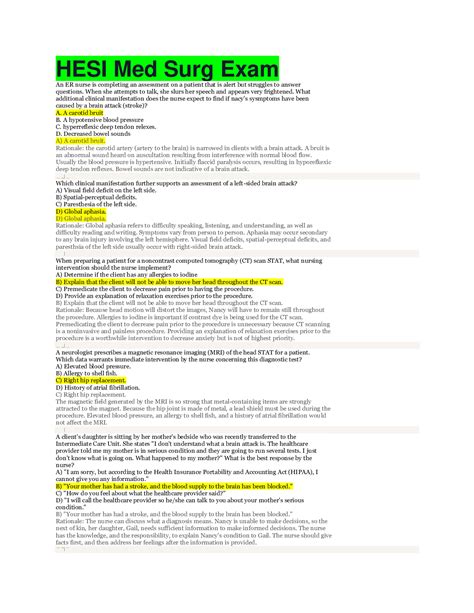 Med surg hesi study guide pdf. Download HESI MED SURG V1 & V2 2019 Screenshots and Study guides , With Full and Complete chapters Instantly,Nursing Test Bank will have you on the road to academic excellence. No delay, download this simple and easy-to-learn digital PDF version study guide tool and personalize your study schedule to save time and help you study better. 