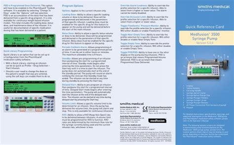 Medfusion ® 3500 v5 Syringe Pump - Quick Reference Card