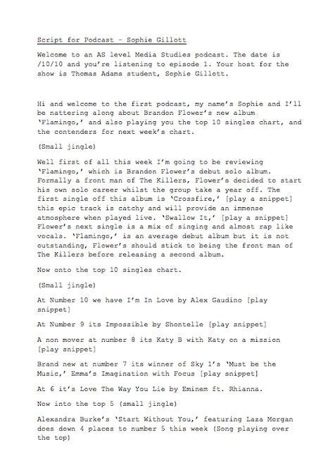 Media Nationals Unit 2 Podcast Script
