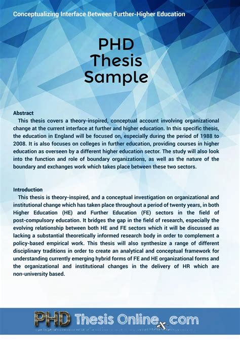 Media Studies PhD Thesis Sample - Writing a PhD Thesis on …