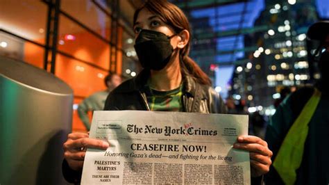 Media workers stage sit-in at New York Times headquarters to call for cease-fire in Gaza